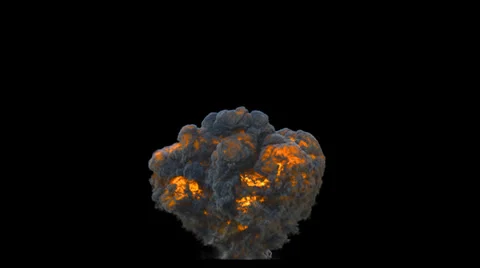 Explosion blast mushroom VFX element with Alpha channel matte Stock Footage