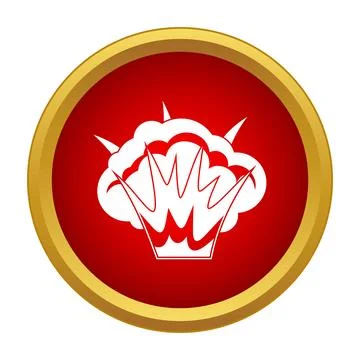 Explosion bomb blast icon in red circle Stock Illustration