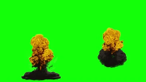 Explosion bomb effect fire effect on green screen Stock Footage 136601406