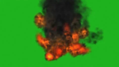 Explosion Of Bomb Fire With Full Smoke On Green Screen Stock Footage 237455897