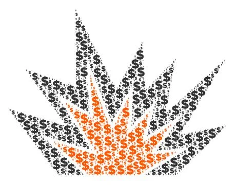 Explosion Boom Composition of Dollar and Dots イラスト素材