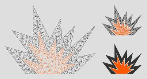 Explosion Boom Vector Mesh Carcass Model and Triangle Mosaic Icon Stock Illustration