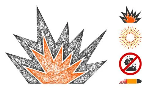 Explosion Boom Web Vector Mesh Illustration Stock Illustration