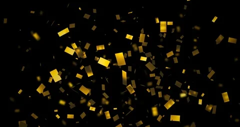 Explosion from bottom gold sparkle glitter foil confetti, animation on black 스톡 동영상 115416054