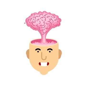 Explosion of brain in an open head. Vector illustration Stock Illustration