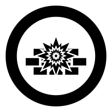 Explosion brick wall icon in circle round black color vector illustration fla Stock Illustration