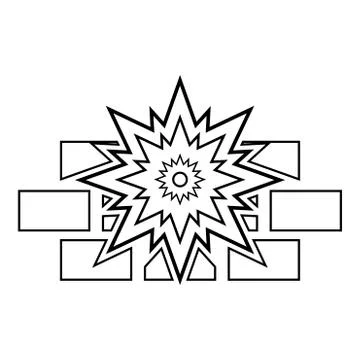 Explosion brick wall icon outline black color vector illustration flat style  Stock Illustration