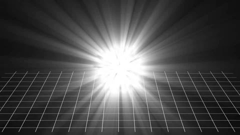 Explosion bright white light grid horizon with rays dark background 4k ultr.. Stock Footage 317977846