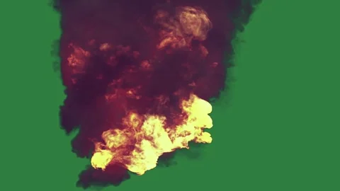 Explosion Burning - Chroma Key Green Screen Footage Stock Footage 338012857