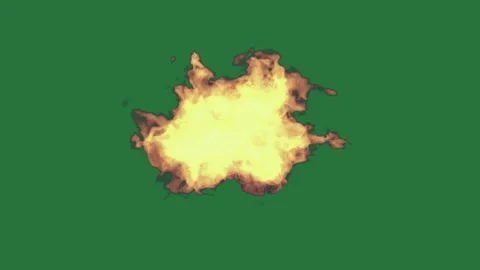 Explosion Burning With Fire On Green Screen Chroma Key Background Stock Footage 338015572