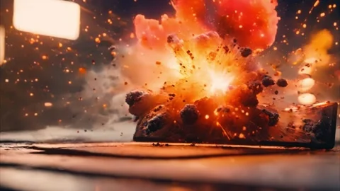 Explosion Captured in a Dramatic Burst of Fire and Smoke Stock Footage 284732122