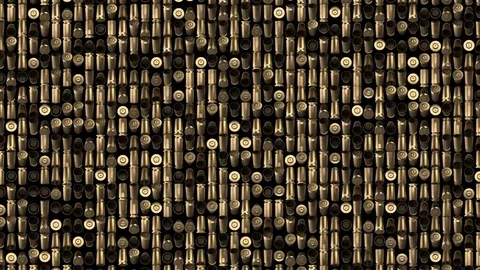 The explosion clears a solid layer of rotating bullets. military background. Stock Footage 84623430