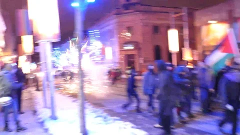 Explosion close of police during protest Video stock 87268757