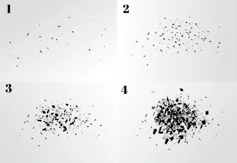 Explosion cloud of black pieces. vector illustration. Stock Illustration