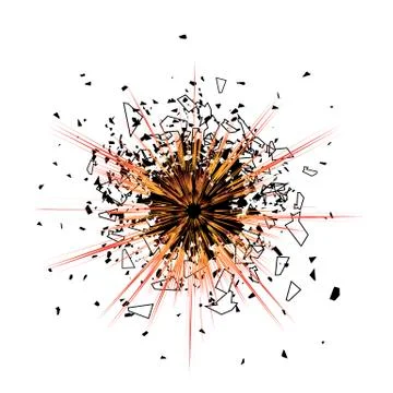 Explosion Cloud of Black Pieces on White Background. Sharp Particles Randomly Illustrazione stock
