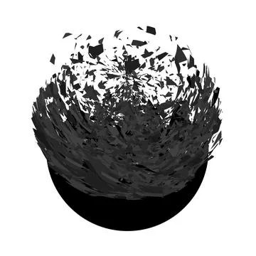 Explosion Cloud of Black Pieces on White Background. Sharp Particles Randomly Stock Illustration