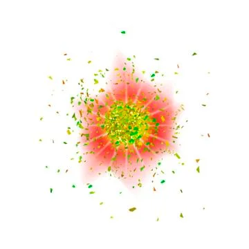 Explosion Cloud of Green Pieces. Sharp Particles Randomly Fly in the Air. Stock Illustration