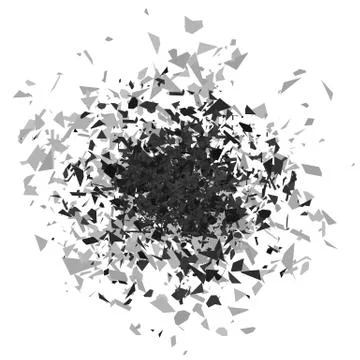 Explosion Cloud of Grey Pieces 库存插图