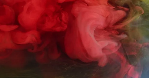 Explosion cloud hot smoke red ink water splash Stock Footage 303561343