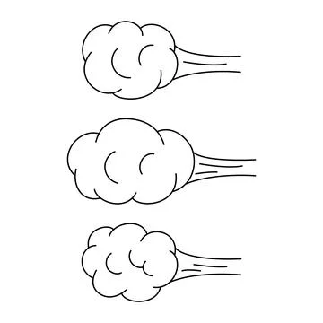 Explosion with cloud of smoke, effect steam, doodle line set. Hand drawn elem Stock Illustration