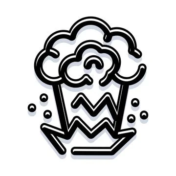 Explosion cloud with wavy burst and flying debris 库存插图