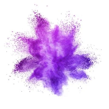 Explosion of colored powder, isolated on ultra violet background. Stock Illustration