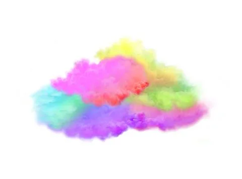 Explosion of colored smoke cloud. Rainbow smoke isolated on white background. イラスト素材
