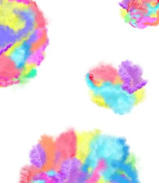 Explosion of colored smoke cloud. Rainbow smoke isolated on white background. イラスト素材