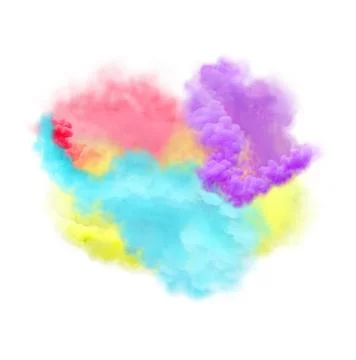 Explosion of colored smoke cloud. Rainbow smoke isolated on white background. Stock Photos