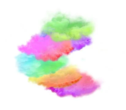 Explosion of colored smoke cloud. Rainbow smoke isolated on white background. Stock Photos
