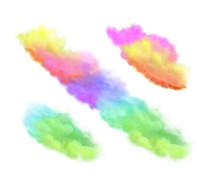 Explosion of colored smoke cloud set. Rainbow smoke isolated on white backgro Stock Photos