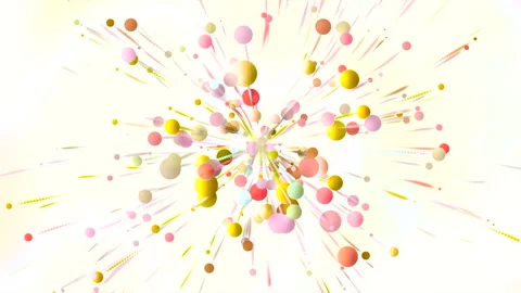 Explosion of colorful 3d particles in festive style. Motion. Colorful balls with Video stock 201619490
