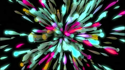 Explosion of colorful 3d particles in festive style. Motion. Colorful balls with Video stock 201620552