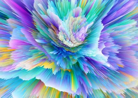 Explosion colorful rays.  Shine dynamic scene.  Magic moving fast lines.  Hol Stock Illustration