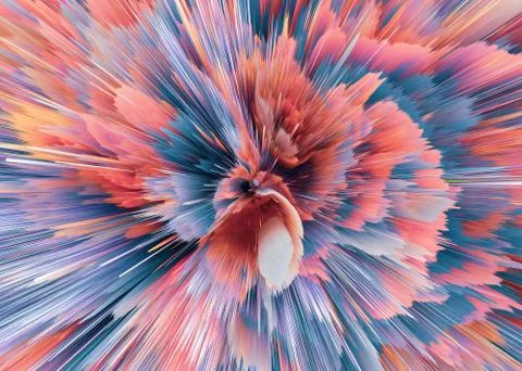 Explosion colorful rays.  Shine dynamic scene.  Magic moving fast lines.  Hol Stock Illustration