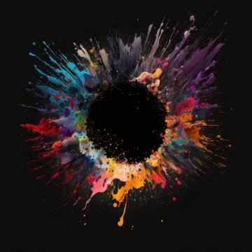 Explosion of colors on black background Stock Illustration