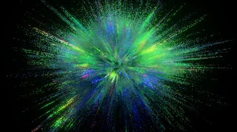 An explosion of colors on a dark background. Blue green color. Multicolored Stock Illustration