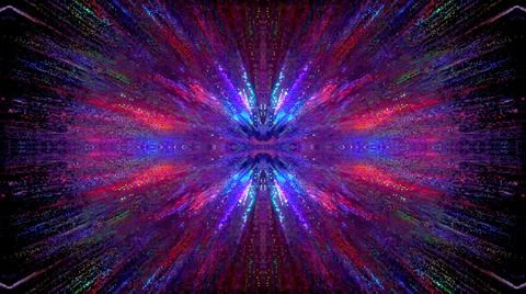 An explosion of colors on a dark background. Blue and purple color. 3d Stock Illustration