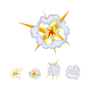 Explosion comic book effect sequence expanding with smoke Stock Illustration