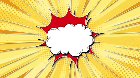 Explosion comic book speech bubble animation on yellow sunburst background .. Stock Footage 332757100