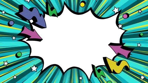 Explosion Comic Book Style Speech Bubble Background with Green Rays and Stars Stock Footage 320465850