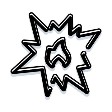 Explosion comic icon with stylized fire burst イラスト素材
