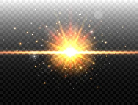 Explosion concept. Isolated on black transparent background. Golden Glow ligh Stock Illustration