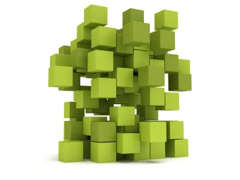 Explosion Cubes block. Assembling concept. 스톡 일러스트