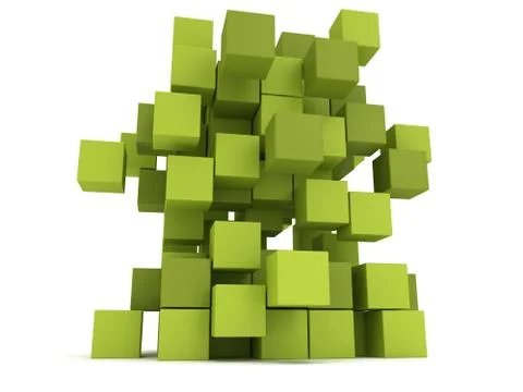 Explosion Cubes block. Assembling concept. 스톡 일러스트