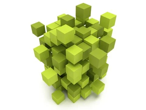 Explosion Cubes block. Assembling concept. 스톡 일러스트