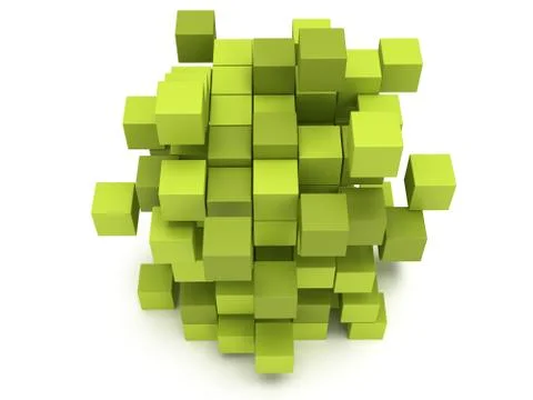 Explosion Cubes block. Assembling concept. 스톡 일러스트