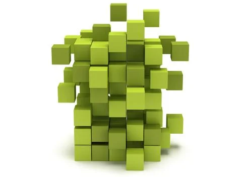 Explosion Cubes block. Assembling concept. 스톡 일러스트