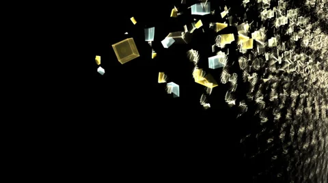 Explosion of cubic particles, wall made of cubes exploding, loopable Stock Footage 37878855