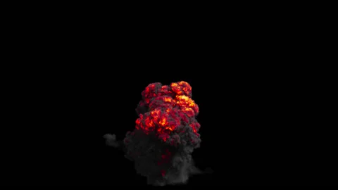 Explosion with Dark Smoke including Alpha Channel and Extra Passes Stock Footage 130463569